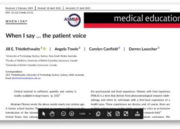 New Publication: When I say...the patient voice